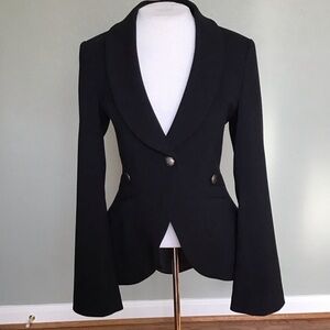 Union of Angels Black 100% Wool Fitted Blazer S
